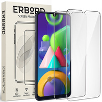 2x Tempered Glass for Samsung Galaxy M21, ERBORD 9H Hard Glass for phone screen