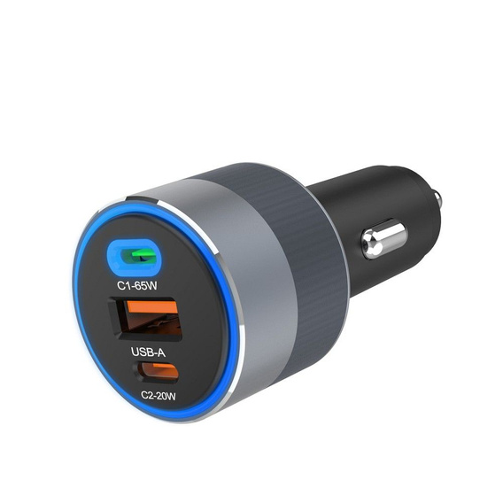 Forcell F-Energy Alu 85 W car charger, 2 × USB-C + USB-A, PD / QC 4.0 / SFC 2.0