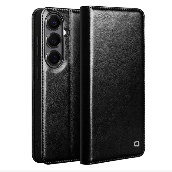 Qialino leather case with flap Wallet for Samsung Galaxy S26 Plus, black