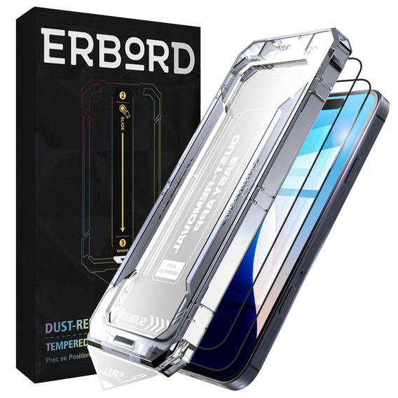 2x Tempered Glass for iPhone 16, ERBORD Easy App Full Screen Protector