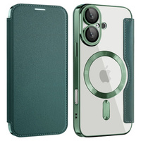 Flip case for iPhone 16, RFID Wallet MagSafe CamShield, green