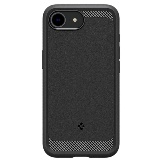 Spigen case for iPhone 16E, Rugged Armor MagSafe, black + Tempered Glass 9H
