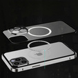 Magnetic Dual Glass MagSafe case for iPhone 14 Pro Max, silver