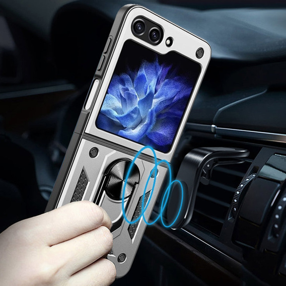 Armor Case for Samsung Galaxy Z Flip5 5G, Nox Case Ring, silver