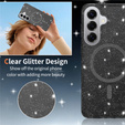 Glitter case, for MagSafe for Samsung Galaxy S26 Plus, transparent/black