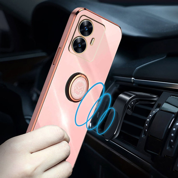 Case for Realme C55, Electro Ring, pink rose gold