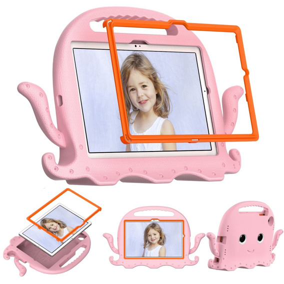 Children's case for Samsung Galaxy Tab A8 10.5, with handle, octopus, pink