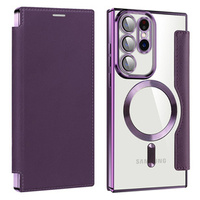 Flip case for Samsung Galaxy S23 Ultra, RFID Wallet MagSafe CamShield, purple