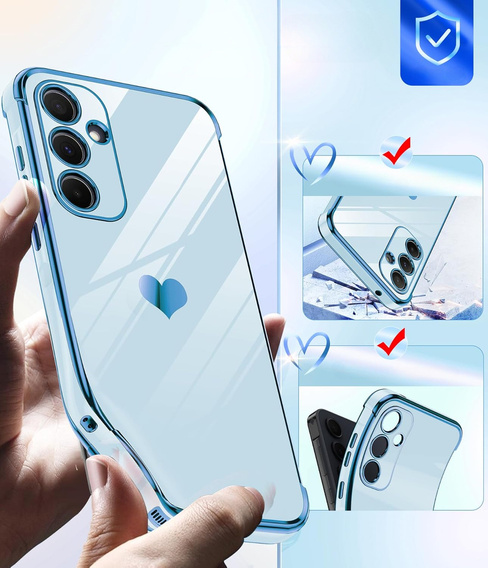 Case for Samsung Galaxy A54 5G, Electro heart, blue + 2x 9H Glass