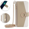 Flip case for Samsung Galaxy S22, Wallet Zipper Pocket, with mirror, white