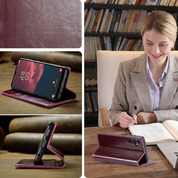 CASEME flip case for Samsung Galaxy A34 5G, Waxy Textured, red