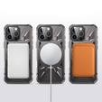 Case for iPhone 16 Pro, armored with stand and handle plate, grey
