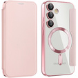 Flip case for Samsung Galaxy S25 FE, RFID Wallet MagSafe CamShield, pink