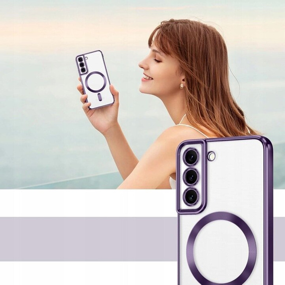 Case for Samsung Galaxy S21 FE, Electro MagSafe, purple + Screen Glass