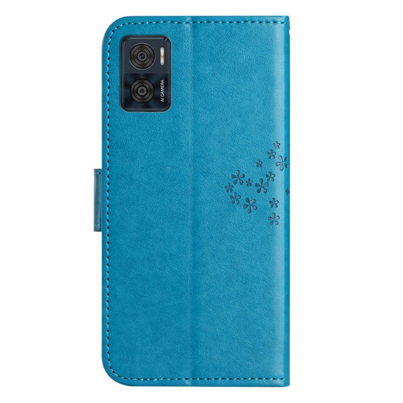 Flip case for Motorola Moto E22 / E22i, Wallet, tree i sowy, blue