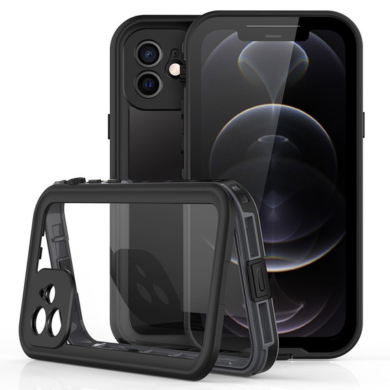 IP68 Waterproof Case for iPhone 12, Redpepper, black