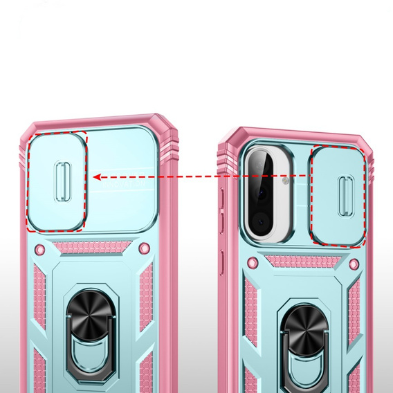 Case for Samsung Galaxy A56 5G, KickStand Camera Lens, green / pink