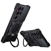 Case for Samsung Galaxy S25 Ultra, Kickstand Bumper, with lens cover, for MagSafe, black / purple