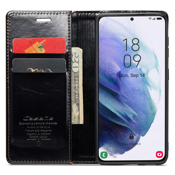 CASEME flip case for Samsung Galaxy S21, Waxy Textublack, black