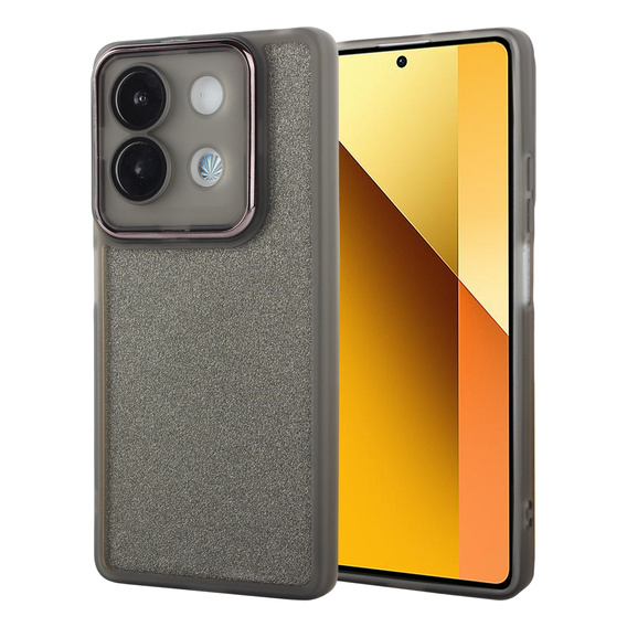 Case for Xiaomi Redmi Note 13 Pro 5G, Glittery Powder, grey + 9H tempered glass