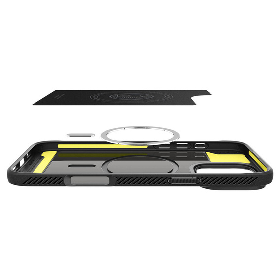 Spigen case for iPhone 16 Pro Max, Rugged Armor MagSafe, black + Tempered Glass 9H