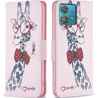Flip case for Motorola Edge 40 Neo, Wallet, giraffe, pink