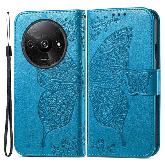 Flip case for Xiaomi Redmi A3, Butterfly, blue