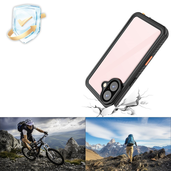 IP68 Waterproof Case for iPhone 16, black