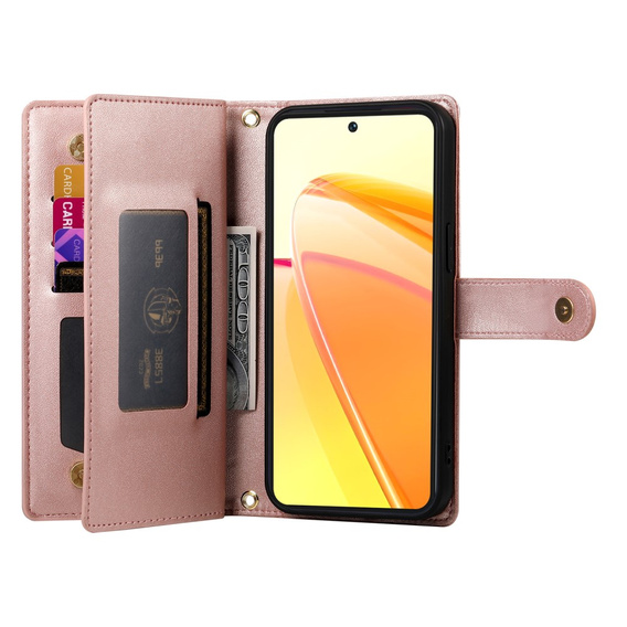 Flip case for Oppo Reno 13 Pro 5G, Wallet Zipper Pocket, pink