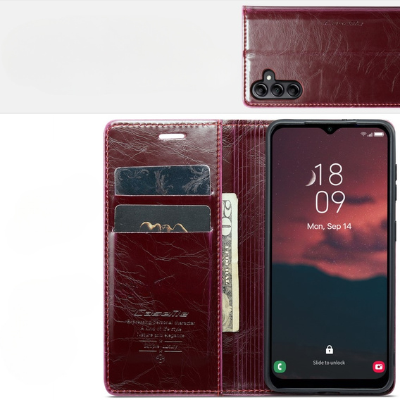 CASEME flip case for Samsung Galaxy A34 5G, Waxy Textured, red
