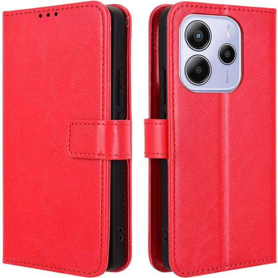 Flip case for Xiaomi Redmi Note 14 4G, Crazy Horse Wallet, red