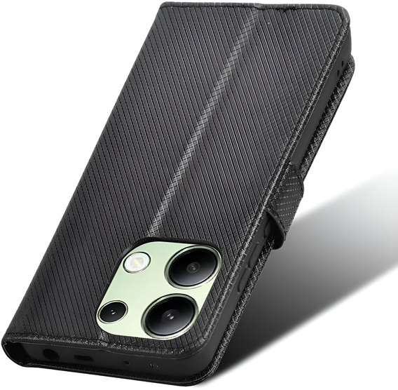 Case for Xiaomi Redmi Note 13 4G, Smart Magnet, Black + 9H Glass