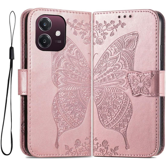 Flip case for Oppo A40 / Oppo A40m, Butterfly, pink rose gold