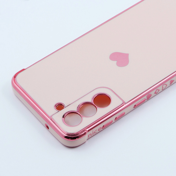 Case for Samsung Galaxy S21 FE, Electro heart, pink rose gold
