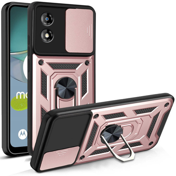Case for Motorola Moto E13, CamShield Slide, pink rose gold