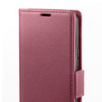 Case for Xiaomi Redmi Note 13 5G, ERBORD Glossy Litchi, wallet with flap, red
