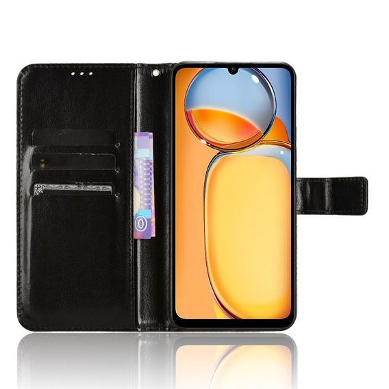 Flip case for Xiaomi Redmi 13C / Poco C65, Crazy Horse Wallet, black
