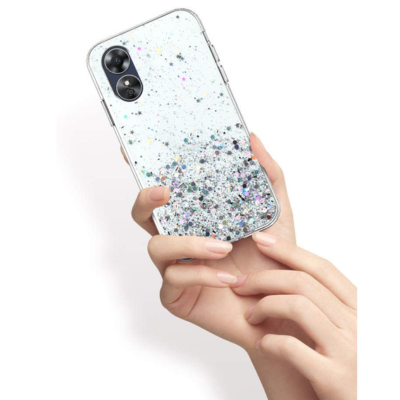 Case for Oppo A17, Glittery, transparent