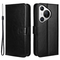 Flip case for Huawei Pura 70, Crazy Horse Wallet, black