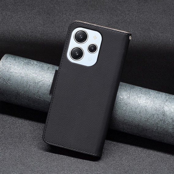 Flip case for Xiaomi Redmi 12 4G, Wallet Litchi Magnet, black