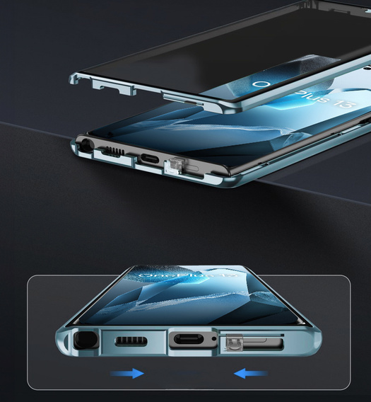 Case for OnePlus 13, Magnetic Dual Glass, blue