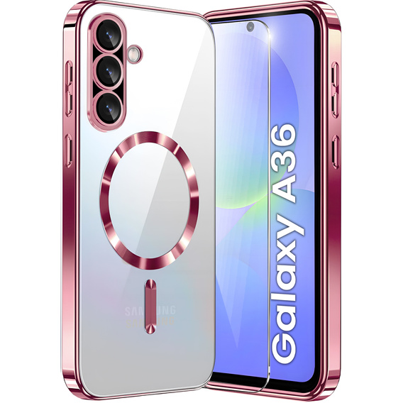 Case for Samsung Galaxy A36, Electro MagSafe, pink rose gold + Screen Glass