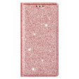 Flap case for iPhone 16E, Card Slot Glittery, pink