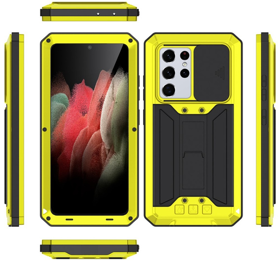 Case for Samsung Galaxy S21 Ultra, R-JUST CamShield Slide, armoured, yellow / black