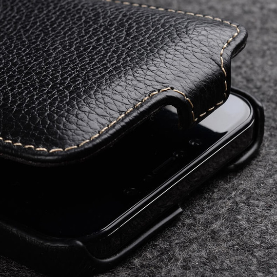 MELKCO flip case for iPhone 15, leather, flip, black
