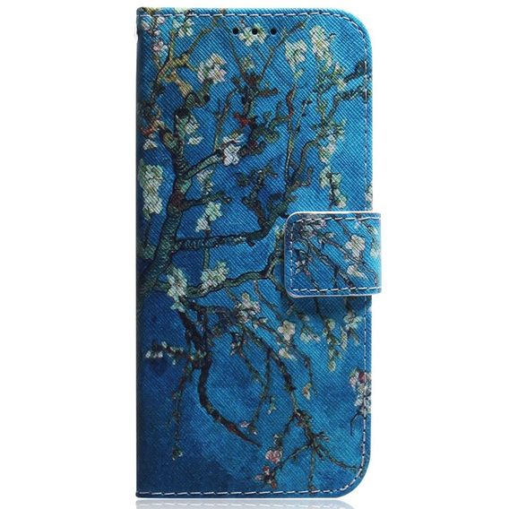 Flip case for Oppo A17, Wallet flowers, blue