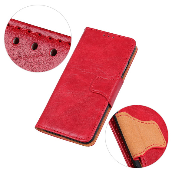 Flip case for Samsung Galaxy S25 Edge, Crazy Horse Wallet, red