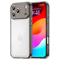 Silicone case for iPhone 17 Pro Max, with hard back, tinted black
