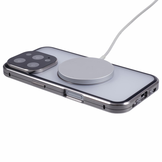 Magnetic Dual Glass MagSafe case for iPhone 16 Pro Max, titanium