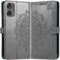 Flip case for Motorola Moto G85, Mandala, grey